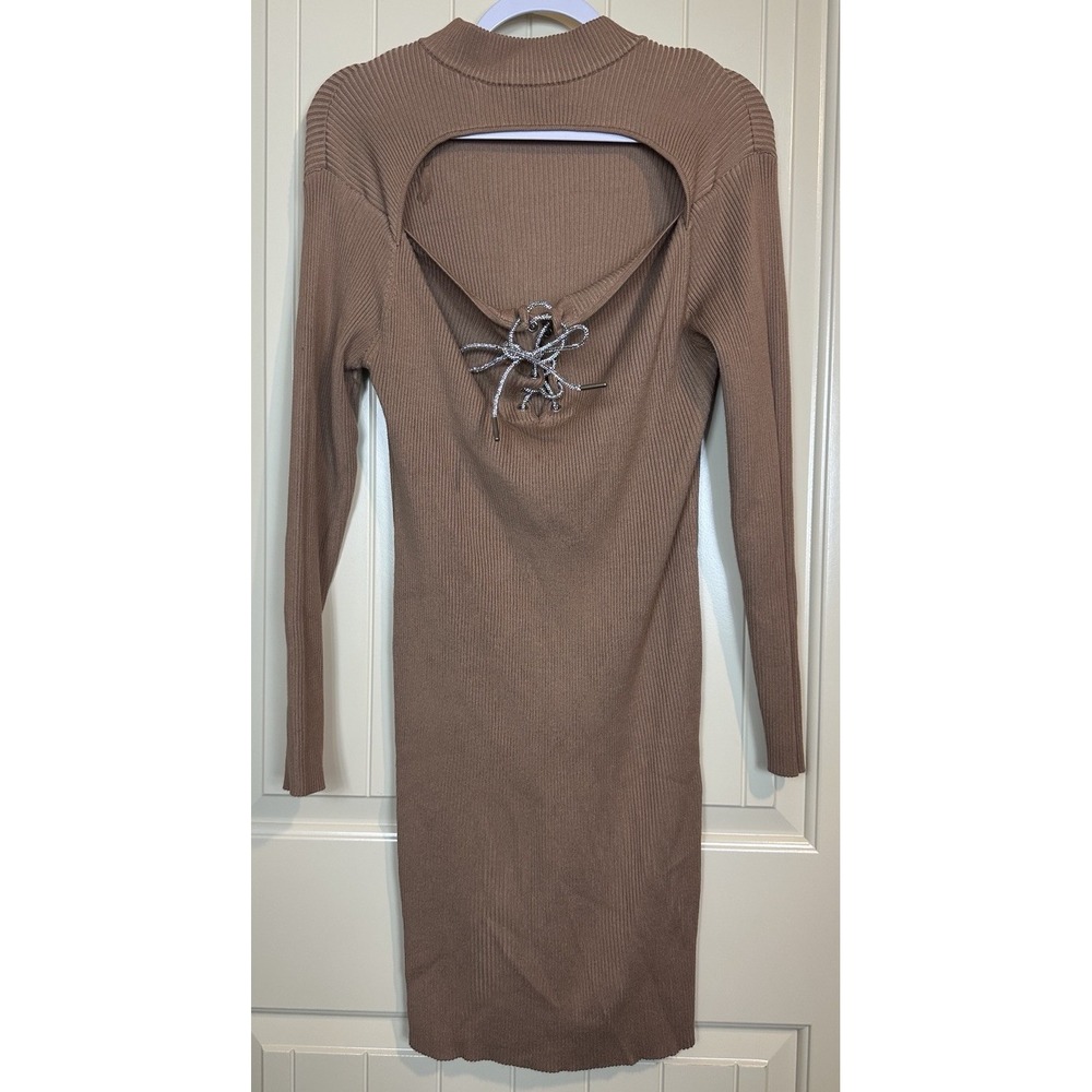 Say What Sweater Dress Ribbed Knit Long Sleeve Maxi low cut jewel lace up sz 3X‎